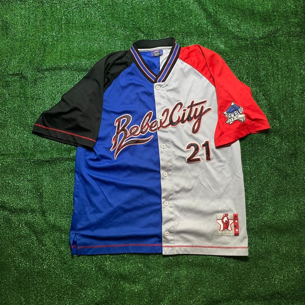 Raw Blue Rebel City Colorblock Baseball Jersey